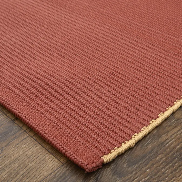 8' X 10' Red and Tan Hand Woven Area Rug