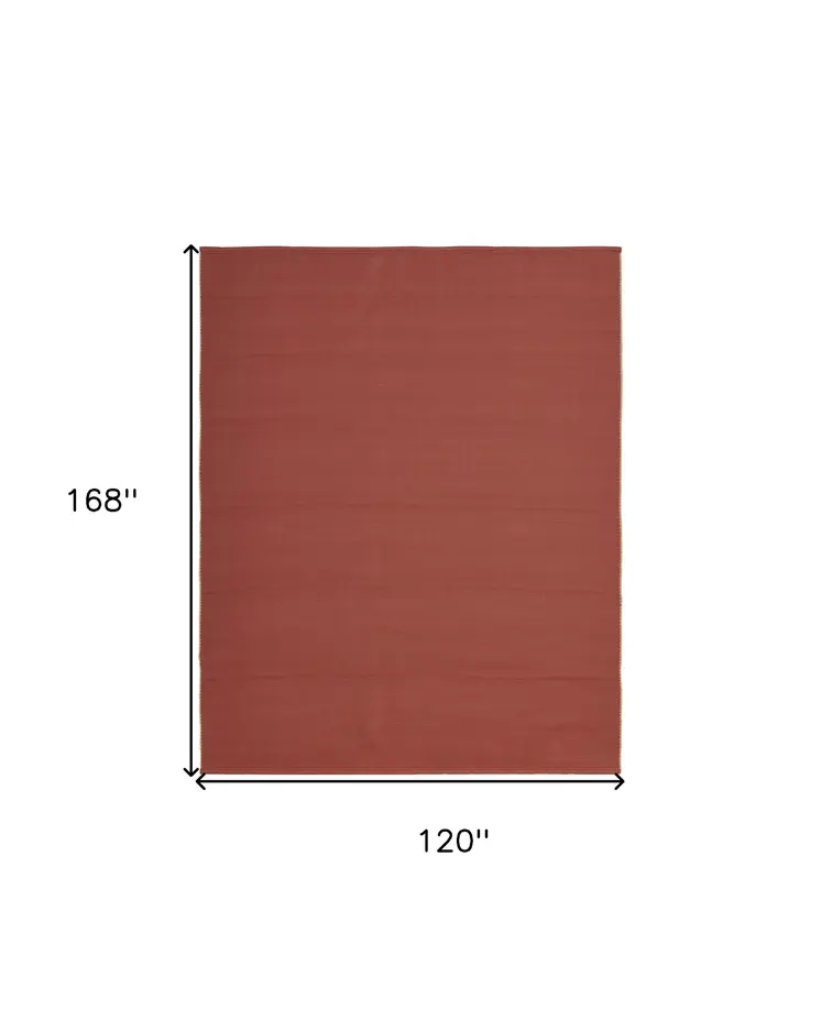 10' X 14' Red and Tan Hand Woven Area Rug