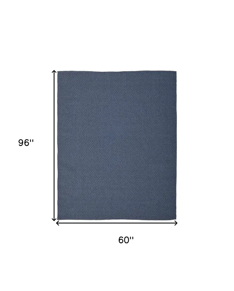 5' X 8' Blue Hand Woven Area Rug