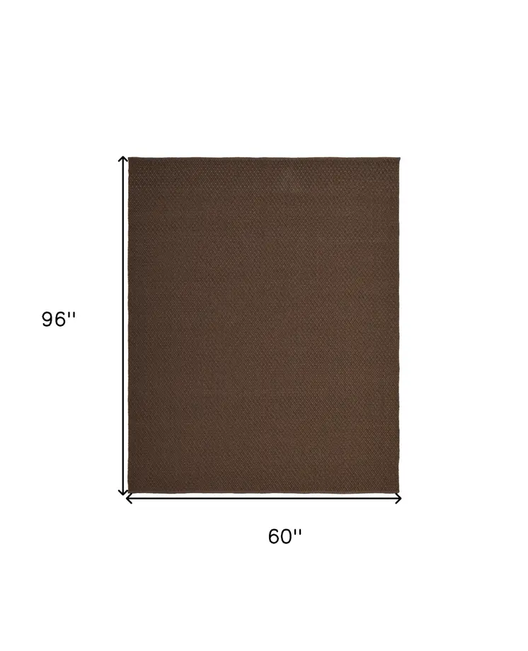 5' X 8' Brown Hand Woven Area Rug