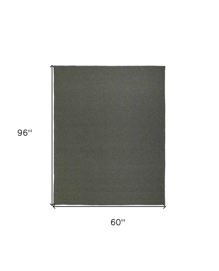 5' X 8' Green Hand Woven Area Rug