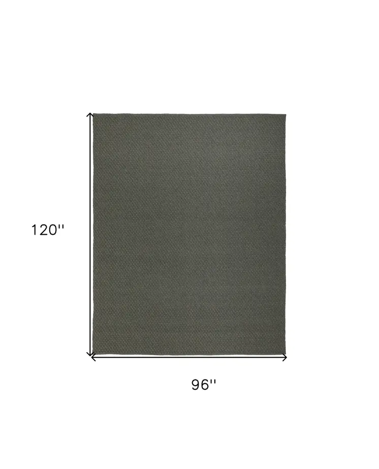 8' X 10' Green Hand Woven Area Rug