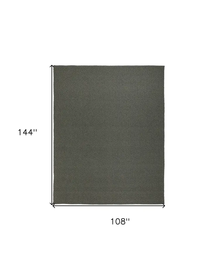 9' X 12' Green Hand Woven Area Rug