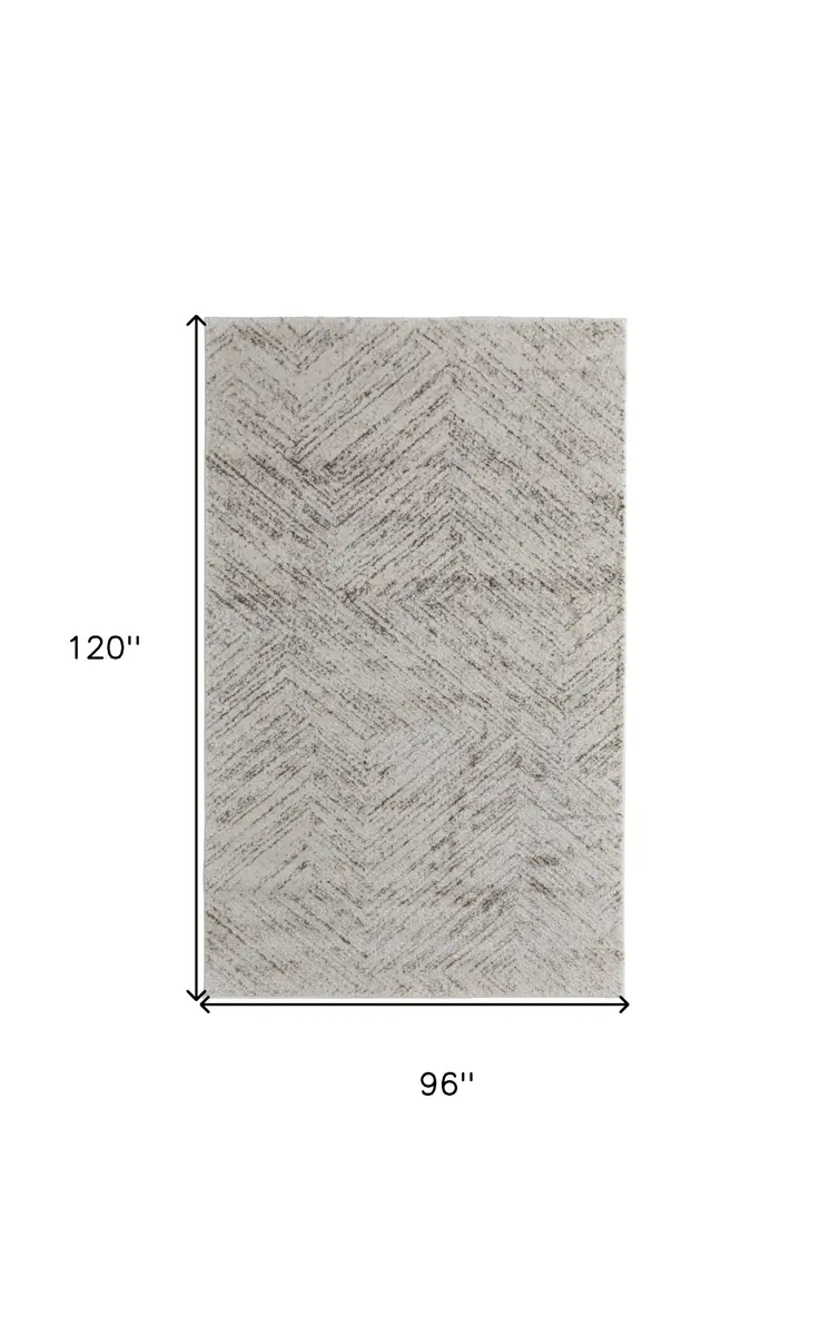 8' X 10' Ivory and Brown Geometric Power Loom Area Rug