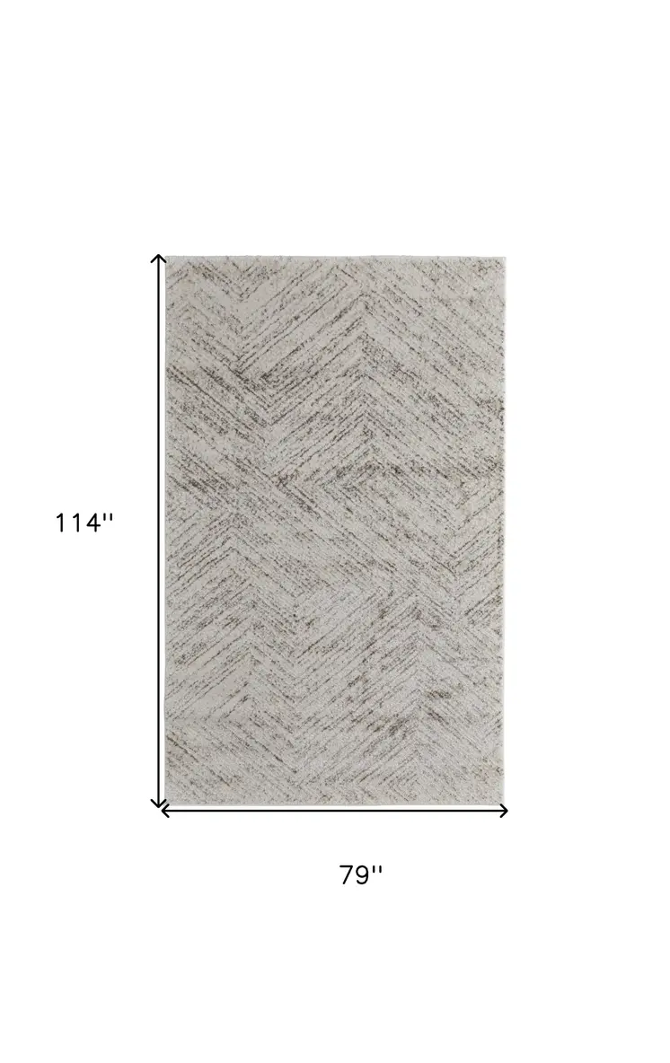 7' X 10' Ivory and Brown Geometric Power Loom Area Rug
