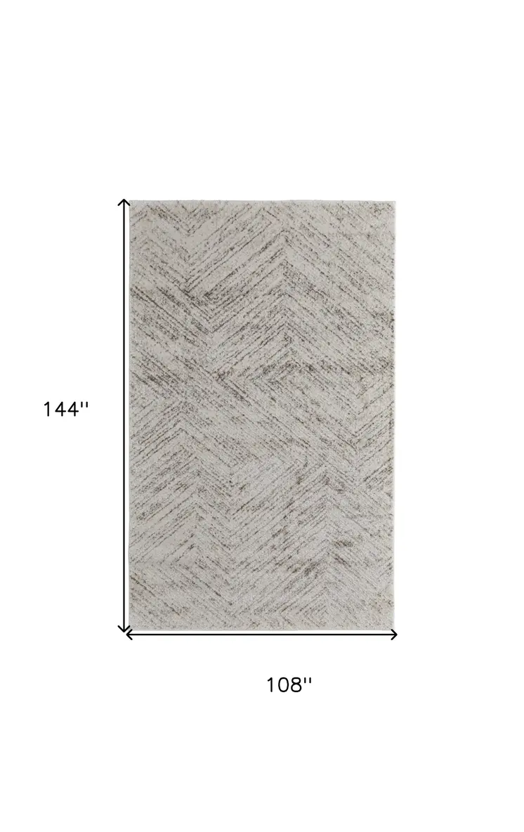 9' X 12' Ivory and Brown Geometric Power Loom Area Rug