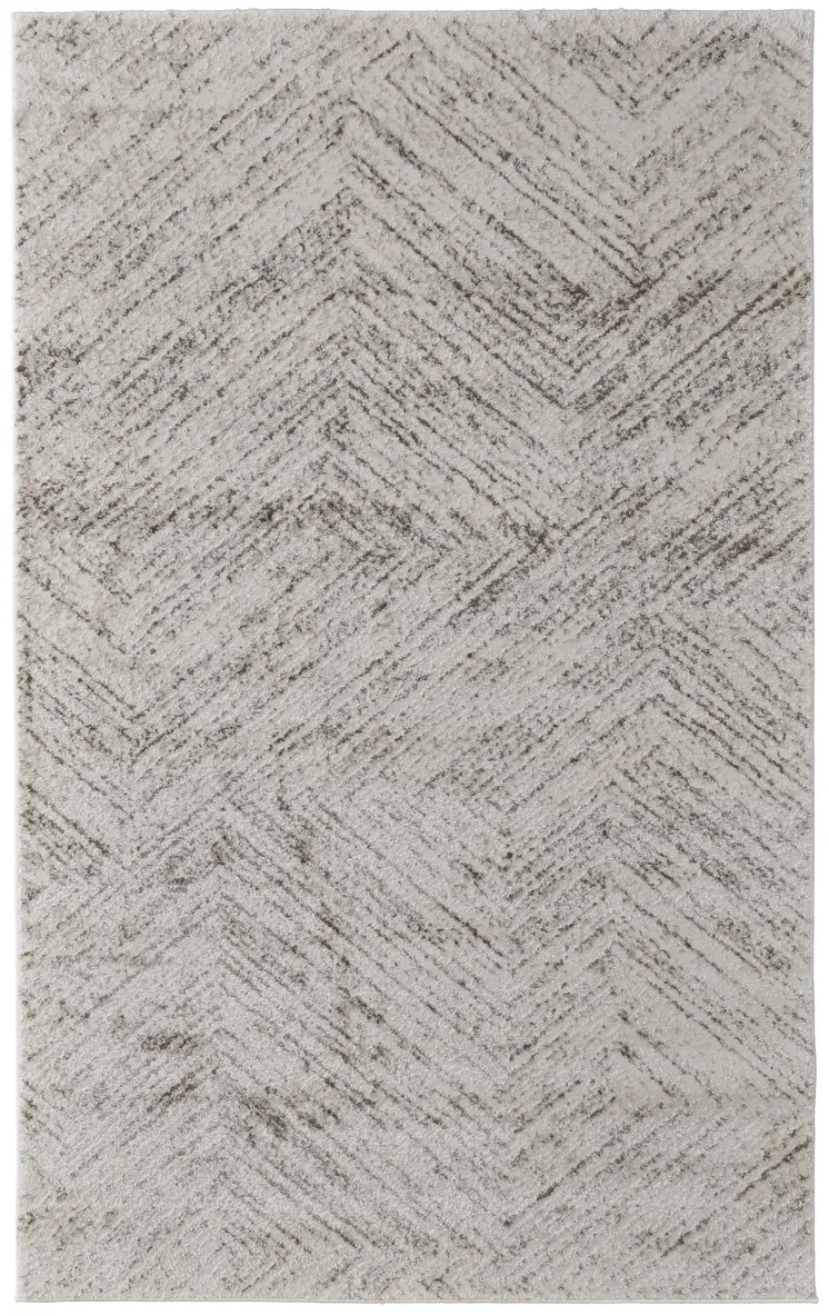 10' X 14' Ivory and Brown Geometric Power Loom Area Rug