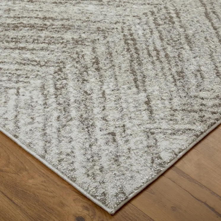 10' X 14' Ivory and Brown Geometric Power Loom Area Rug