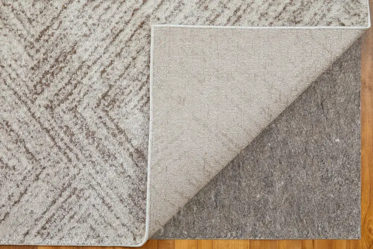 10' X 14' Ivory and Brown Geometric Power Loom Area Rug