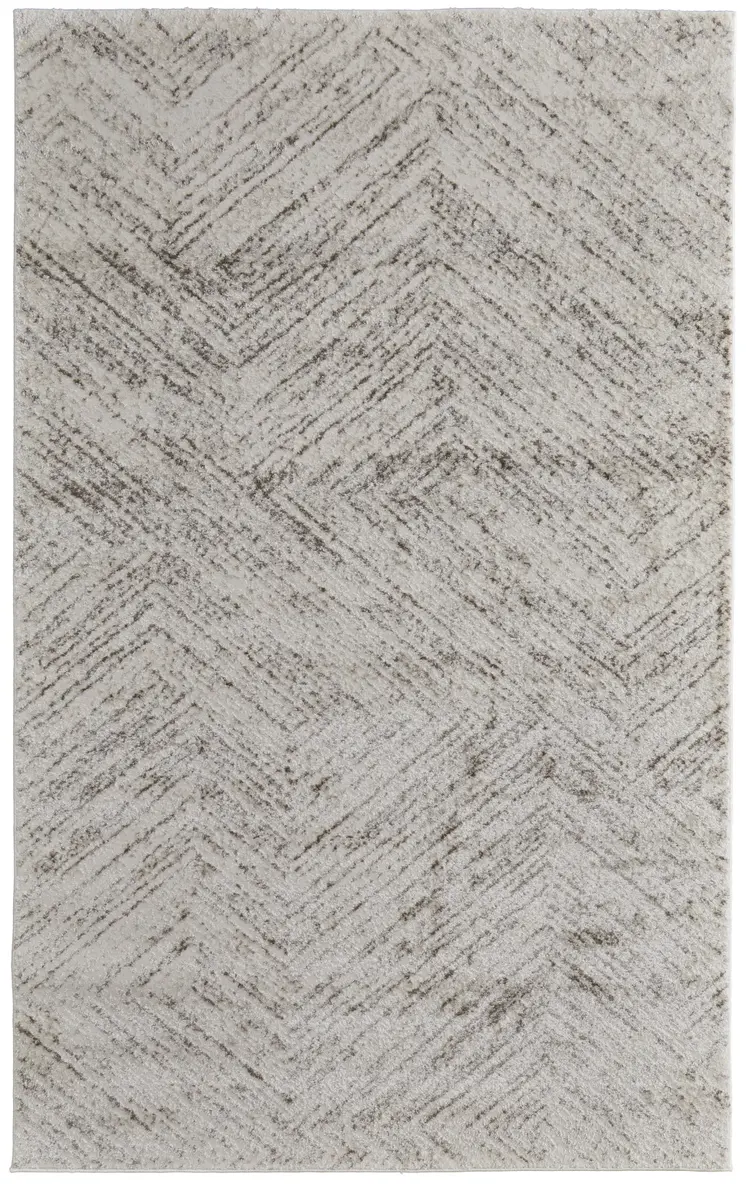 10' X 14' Ivory and Brown Geometric Power Loom Area Rug
