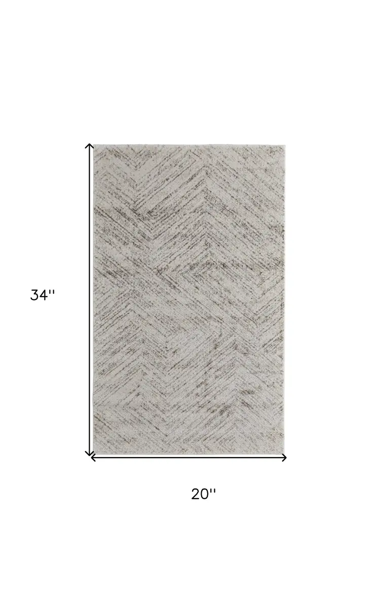 2' X 3' Ivory and Brown Geometric Power Loom Area Rug