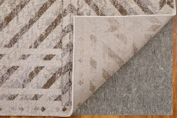 4' X 6' Ivory and Brown Geometric Power Loom Area Rug