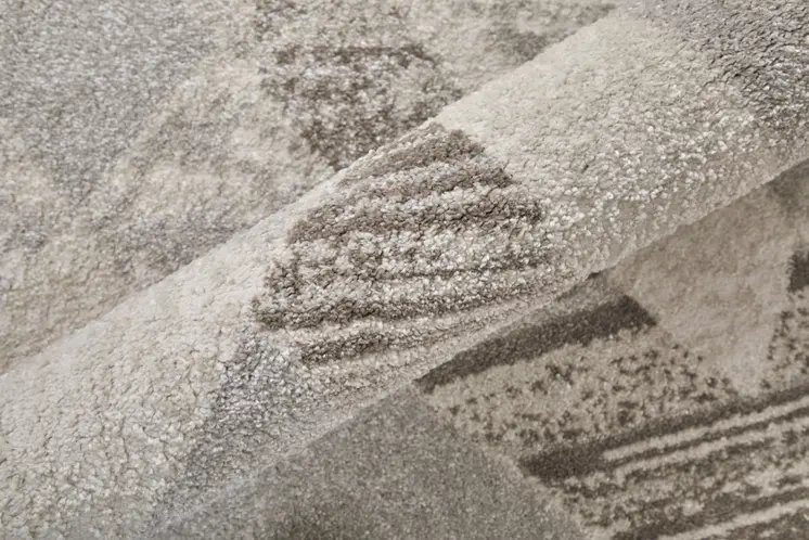 4' X 6' Ivory Gray and Brown Geometric Power Loom Area Rug