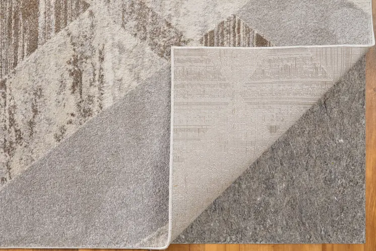 4' X 6' Ivory Gray and Brown Geometric Power Loom Area Rug