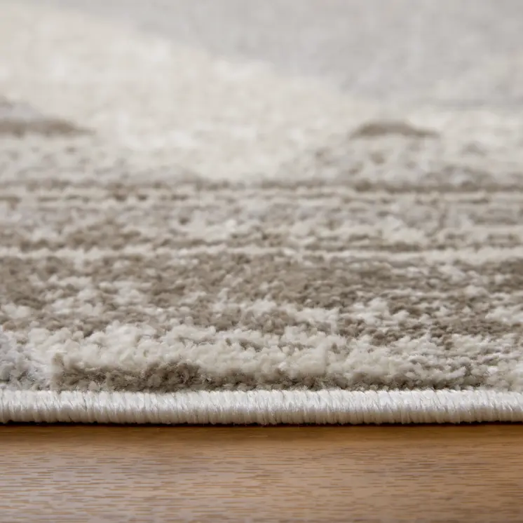 2' X 3' Ivory Gray and Brown Geometric Power Loom Area Rug