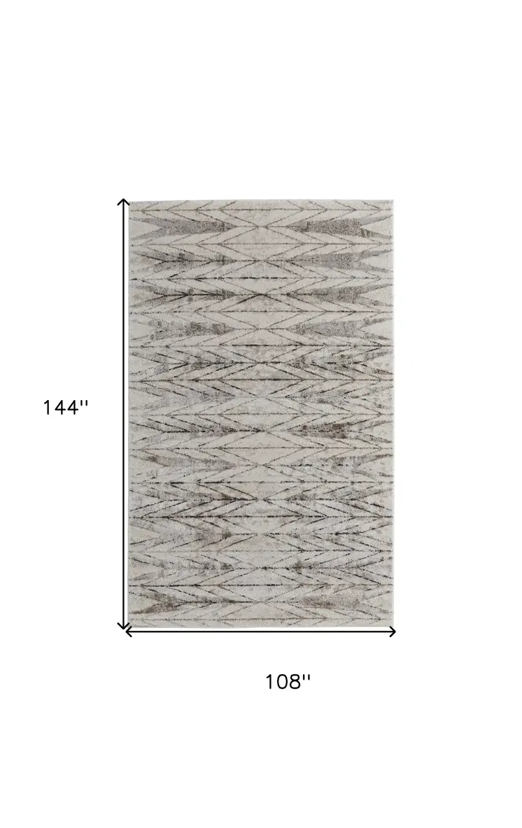 9' X 12' Ivory and Brown Geometric Power Loom Area Rug