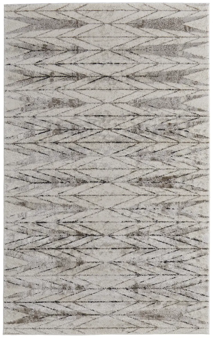 10' X 14' Ivory and Brown Geometric Power Loom Area Rug