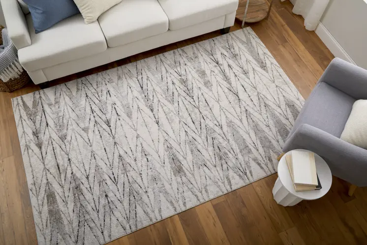 10' X 14' Ivory and Brown Geometric Power Loom Area Rug