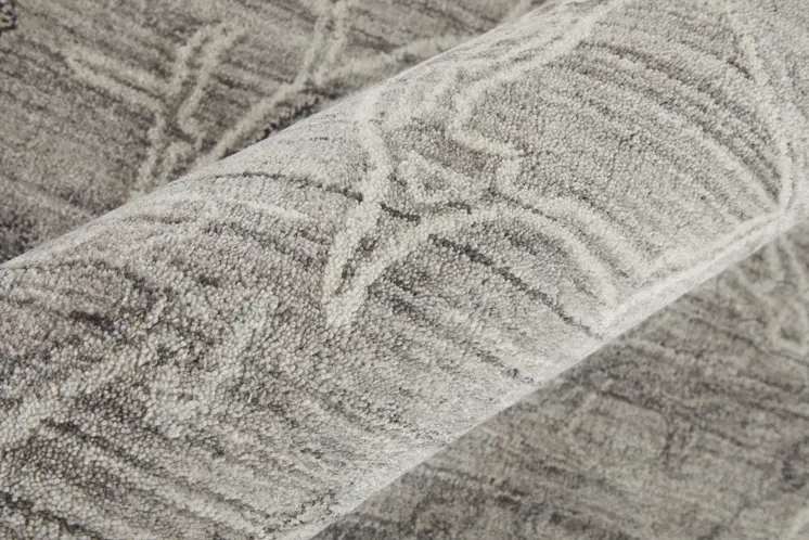 2' X 3' Gray and Ivory Abstract Hand Woven Worn Faded Area Rug