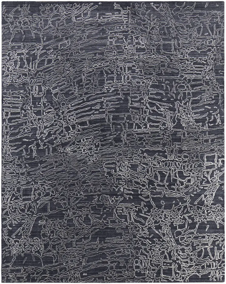 5' X 8' Black Gray and Ivory Abstract Hand Woven Area Rug