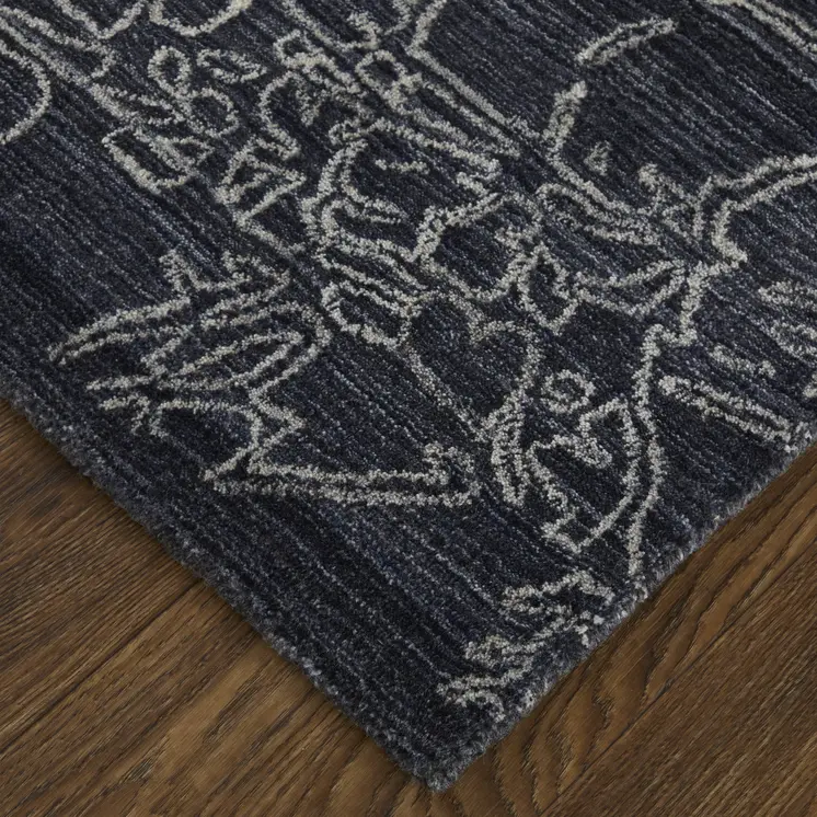 5' X 8' Black Gray and Ivory Abstract Hand Woven Area Rug
