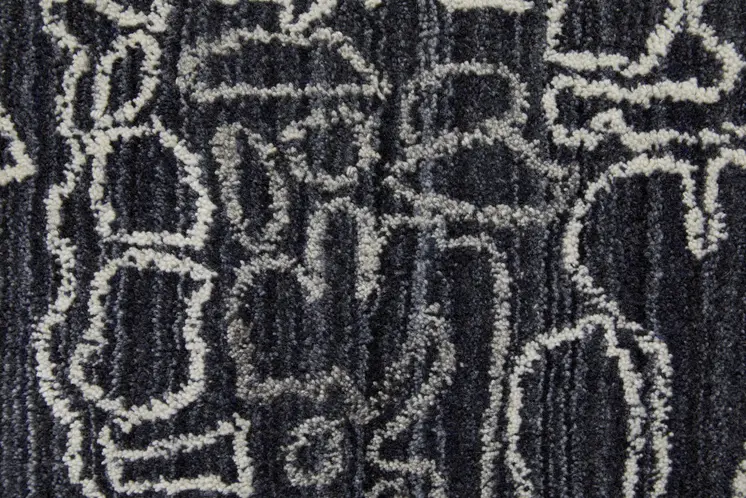 2' X 3' Black Gray and Ivory Abstract Hand Woven Area Rug