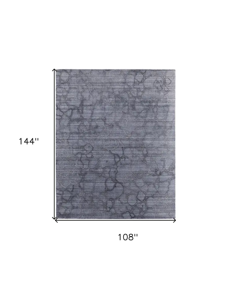 9' X 12' Gray and Blue Abstract Hand Woven Area Rug