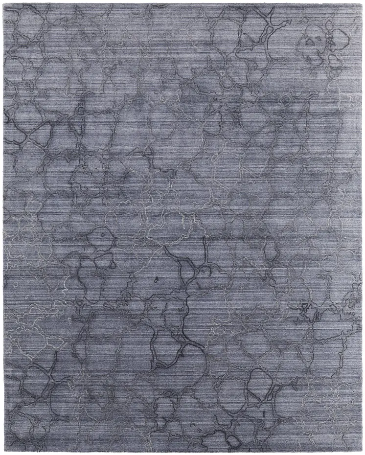9' X 12' Gray and Blue Abstract Hand Woven Area Rug