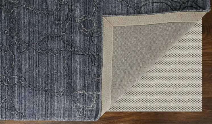 9' X 12' Gray and Blue Abstract Hand Woven Area Rug