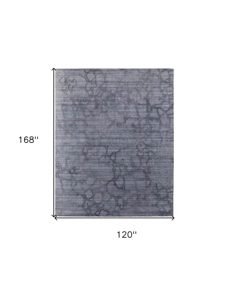 10' X 14' Gray and Blue Abstract Hand Woven Area Rug