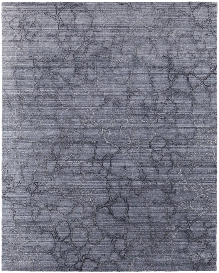 10' X 14' Gray and Blue Abstract Hand Woven Area Rug
