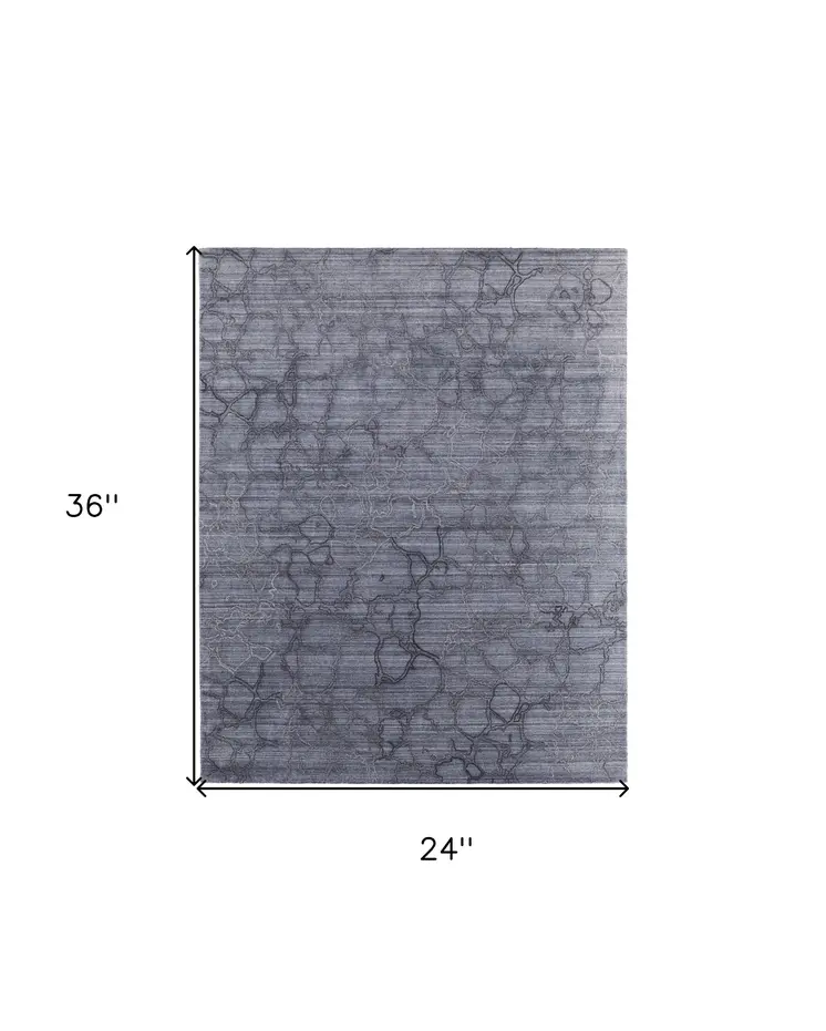 2' X 3' Gray and Blue Abstract Hand Woven Area Rug