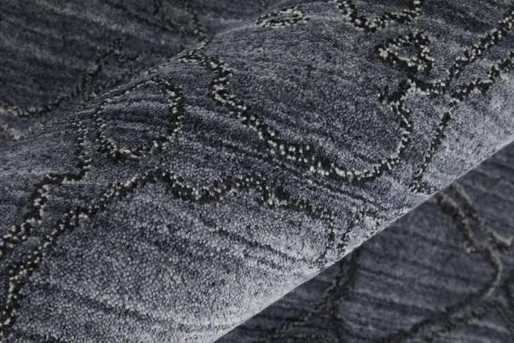 2' X 3' Gray and Blue Abstract Hand Woven Area Rug