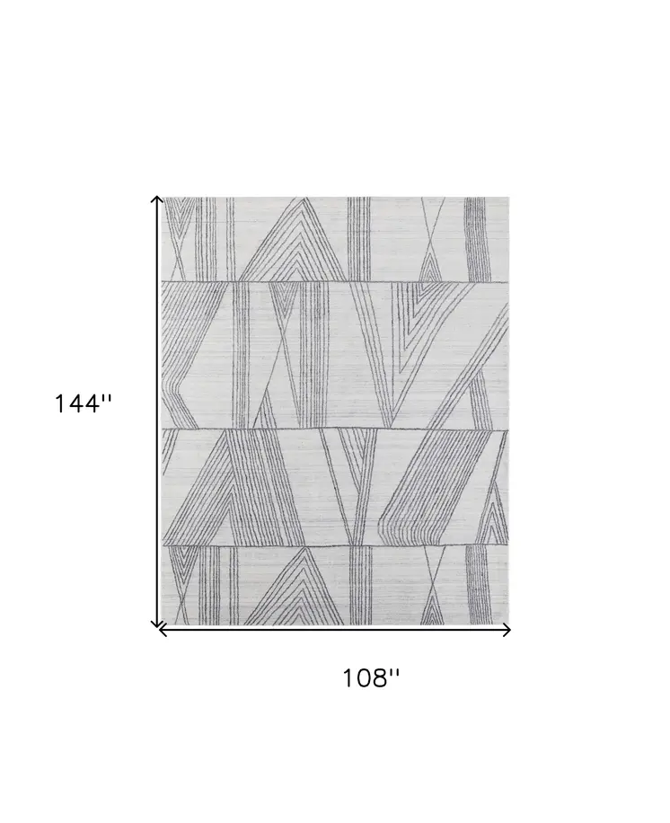 9' X 12' Black and Ivory Abstract Hand Woven Area Rug