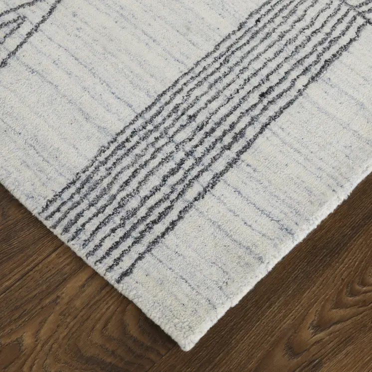 10' X 14' Black and Ivory Abstract Hand Woven Area Rug