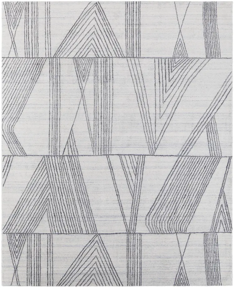 10' X 14' Black and Ivory Abstract Hand Woven Area Rug