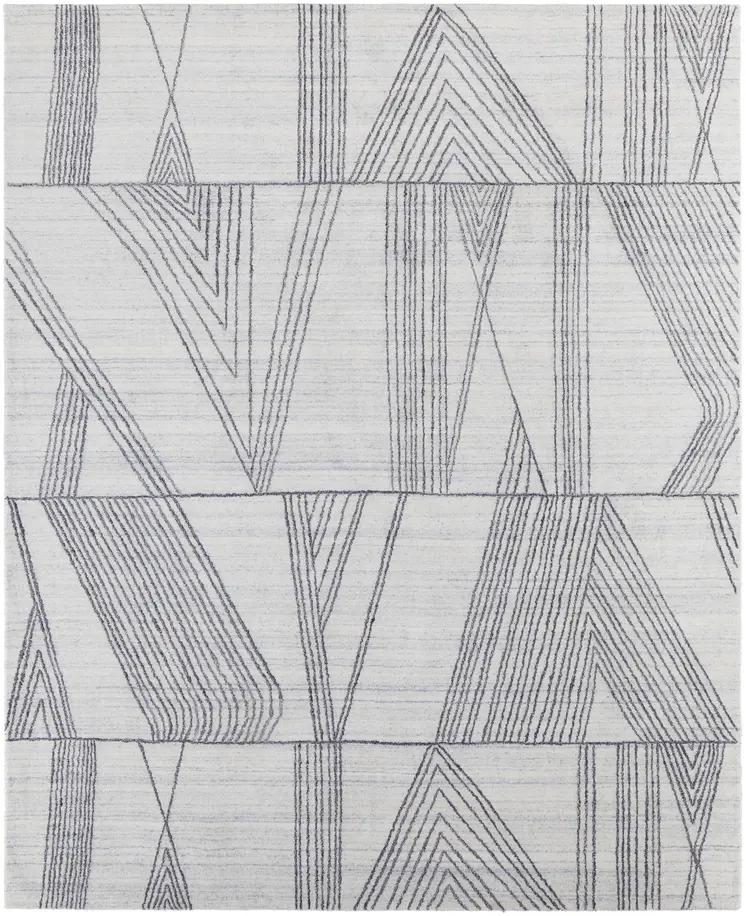 10' X 14' Black and Ivory Abstract Hand Woven Area Rug