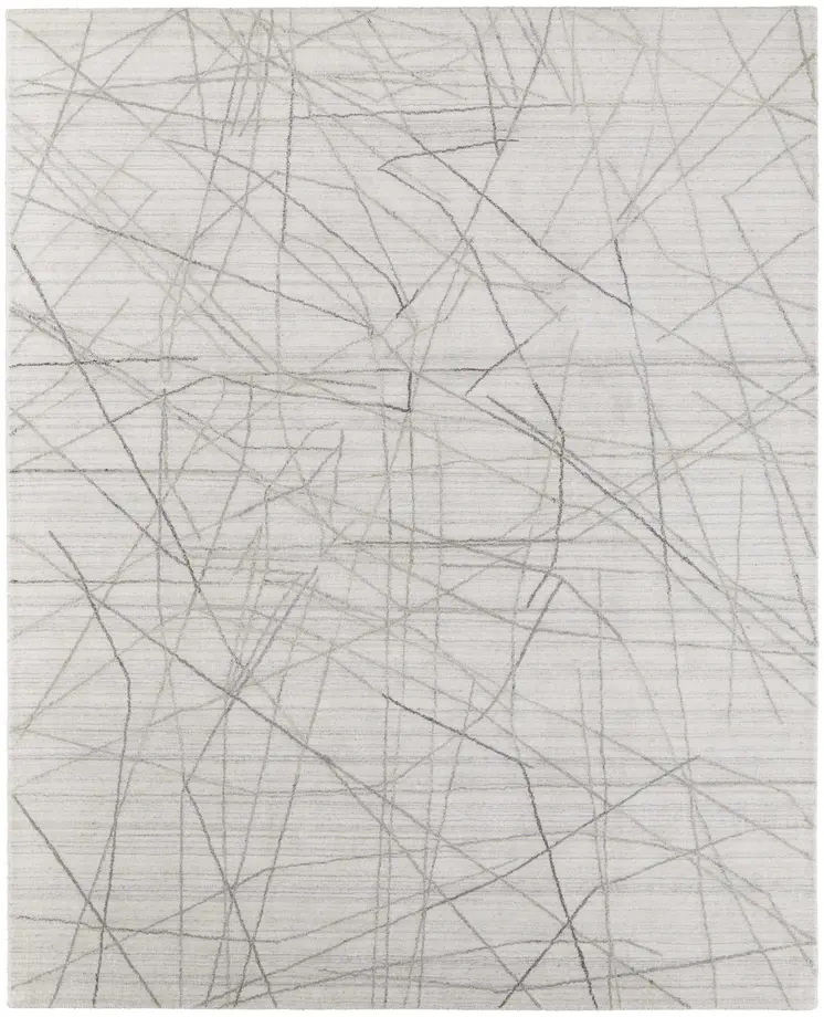 8' X 10' Gray and Ivory Abstract Hand Woven Area Rug