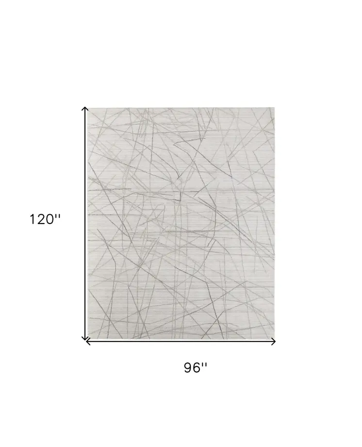 8' X 10' Gray and Ivory Abstract Hand Woven Area Rug