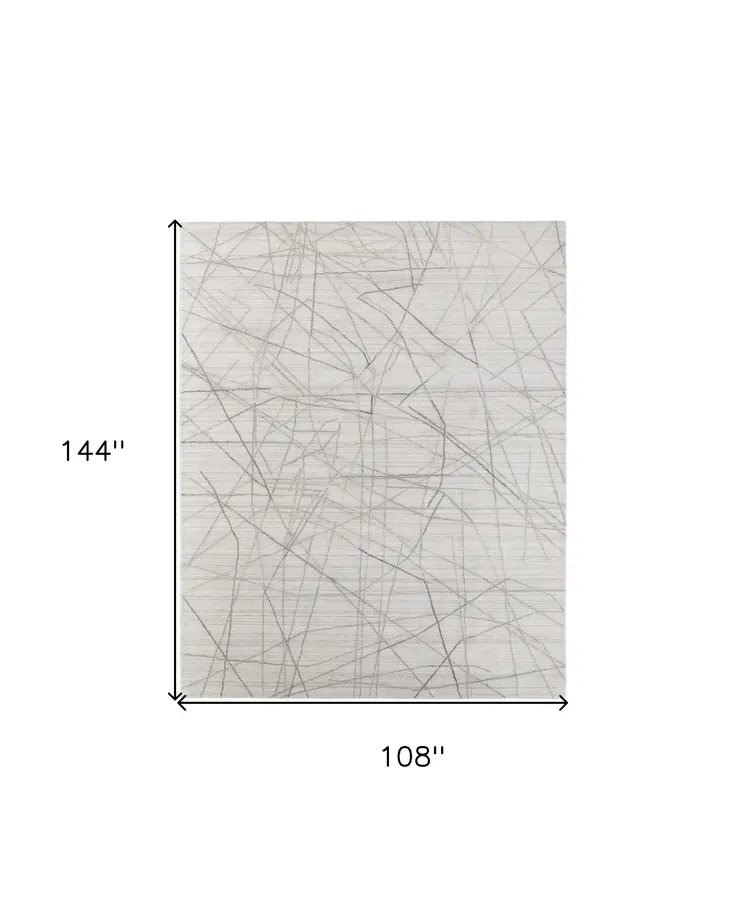 9' X 12' Gray and Ivory Abstract Hand Woven Area Rug