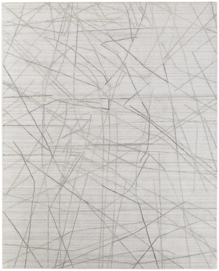 9' X 12' Gray and Ivory Abstract Hand Woven Area Rug
