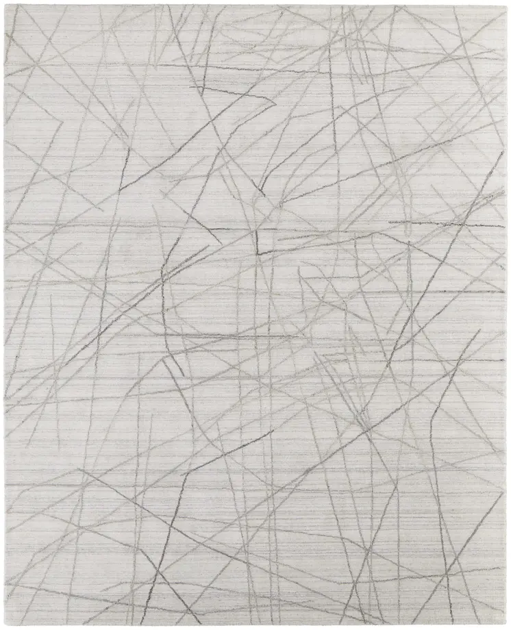 9' X 12' Gray and Ivory Abstract Hand Woven Area Rug