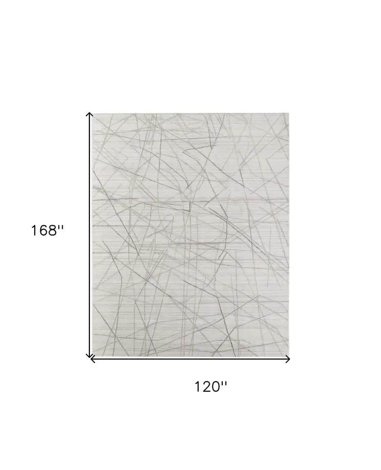 10' X 14' Gray and Ivory Abstract Hand Woven Area Rug
