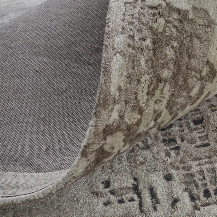 2' X 3' Brown Black and Tan Abstract Hand Tufted Area Rug