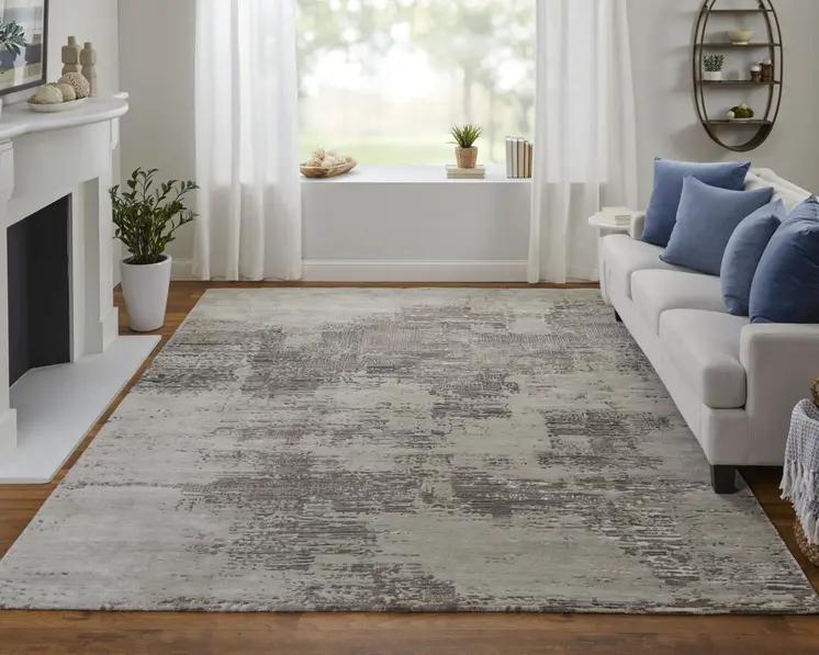 2' X 3' Brown Black and Tan Abstract Hand Tufted Area Rug