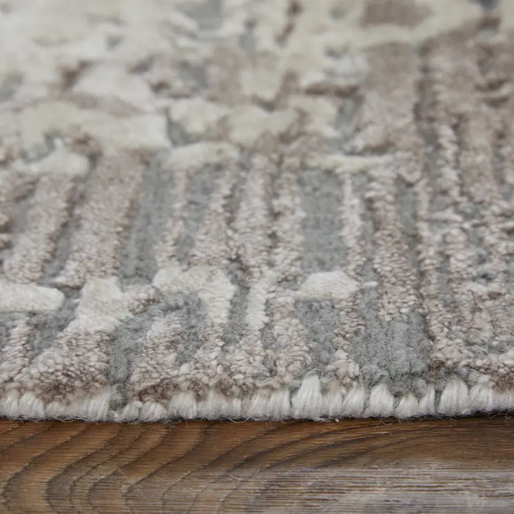 2' X 3' Brown Black and Tan Abstract Hand Tufted Area Rug