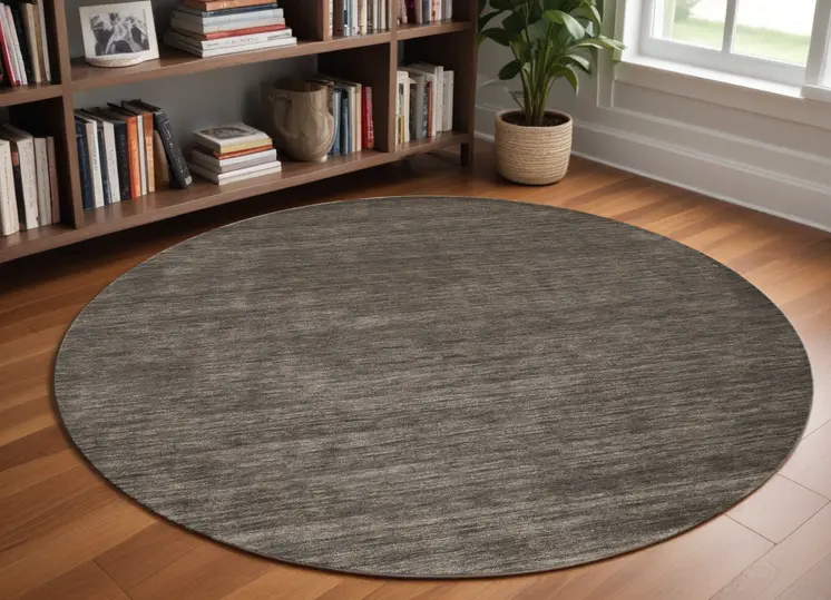 10' Brown Wool Hand Woven Round Rug