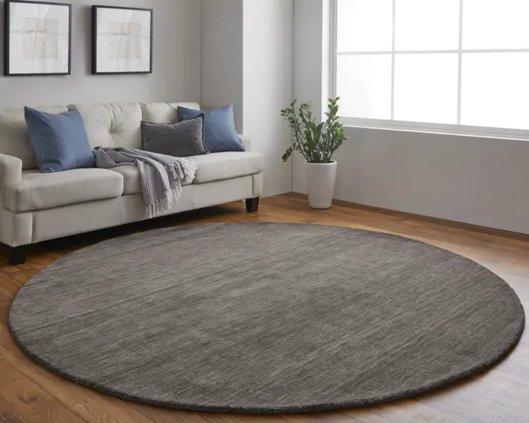 10' Brown Wool Hand Woven Round Rug