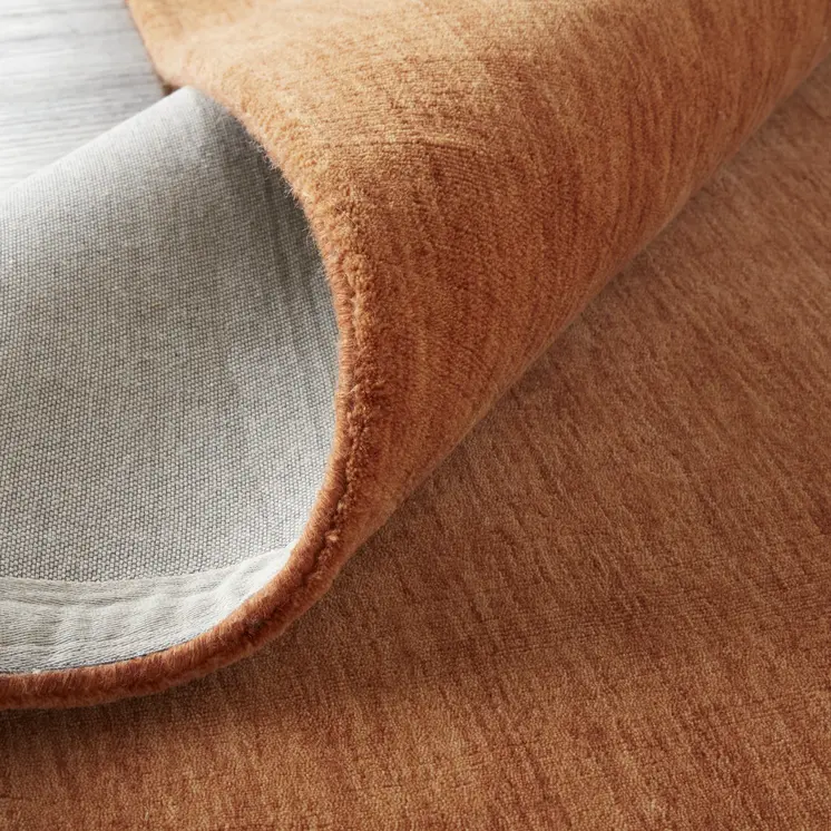 8' Orange Wool Hand Woven Round Rug