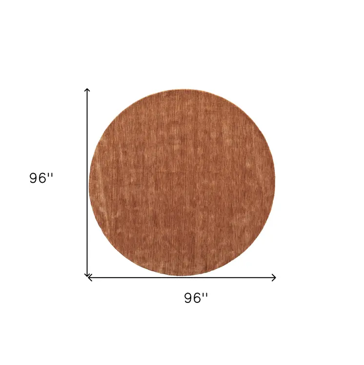 8' Orange Wool Hand Woven Round Rug